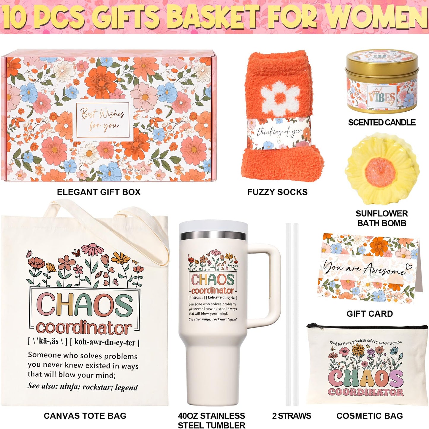 Gifts for Mom Mothers Day Gifts from Daughter Son Kids, Best Mom Gift Unique Birthday Gift Basket for Mother Women Mother-in-Law Wife Gift from Husband Care Package w/Canvas Tote Bag 40 OZ Tumbler