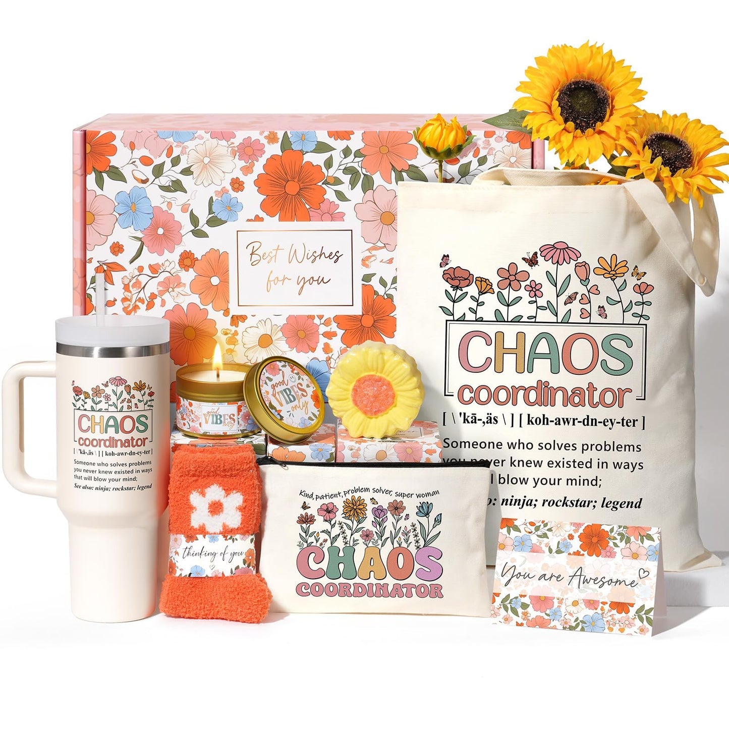 Gifts for Mom Mothers Day Gifts from Daughter Son Kids, Best Mom Gift Unique Birthday Gift Basket for Mother Women Mother-in-Law Wife Gift from Husband Care Package w/Canvas Tote Bag 40 OZ Tumbler
