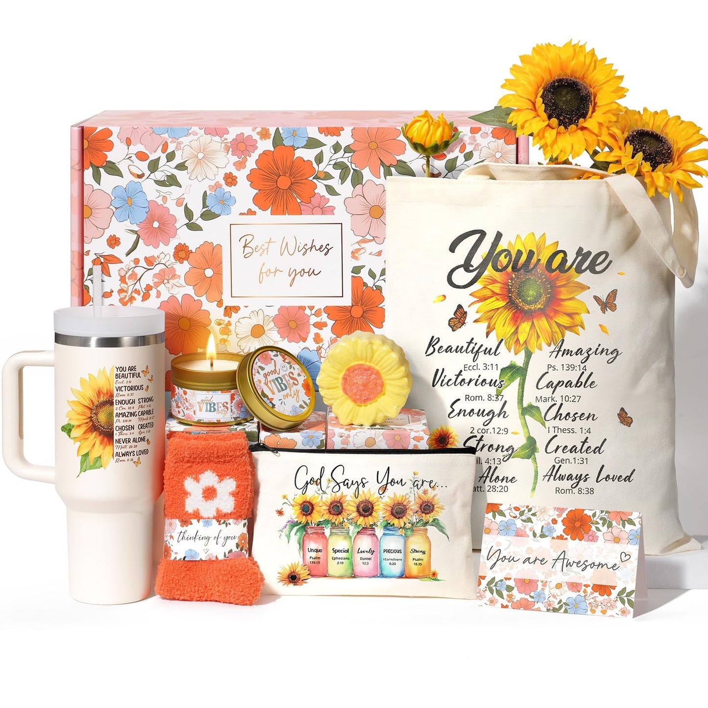 Gifts for Mom Mothers Day Gifts from Daughter Son Kids, Best Mom Gift Unique Birthday Gift Basket for Mother Women Mother-in-Law Wife Gift from Husband Care Package w/Canvas Tote Bag 40 OZ Tumbler